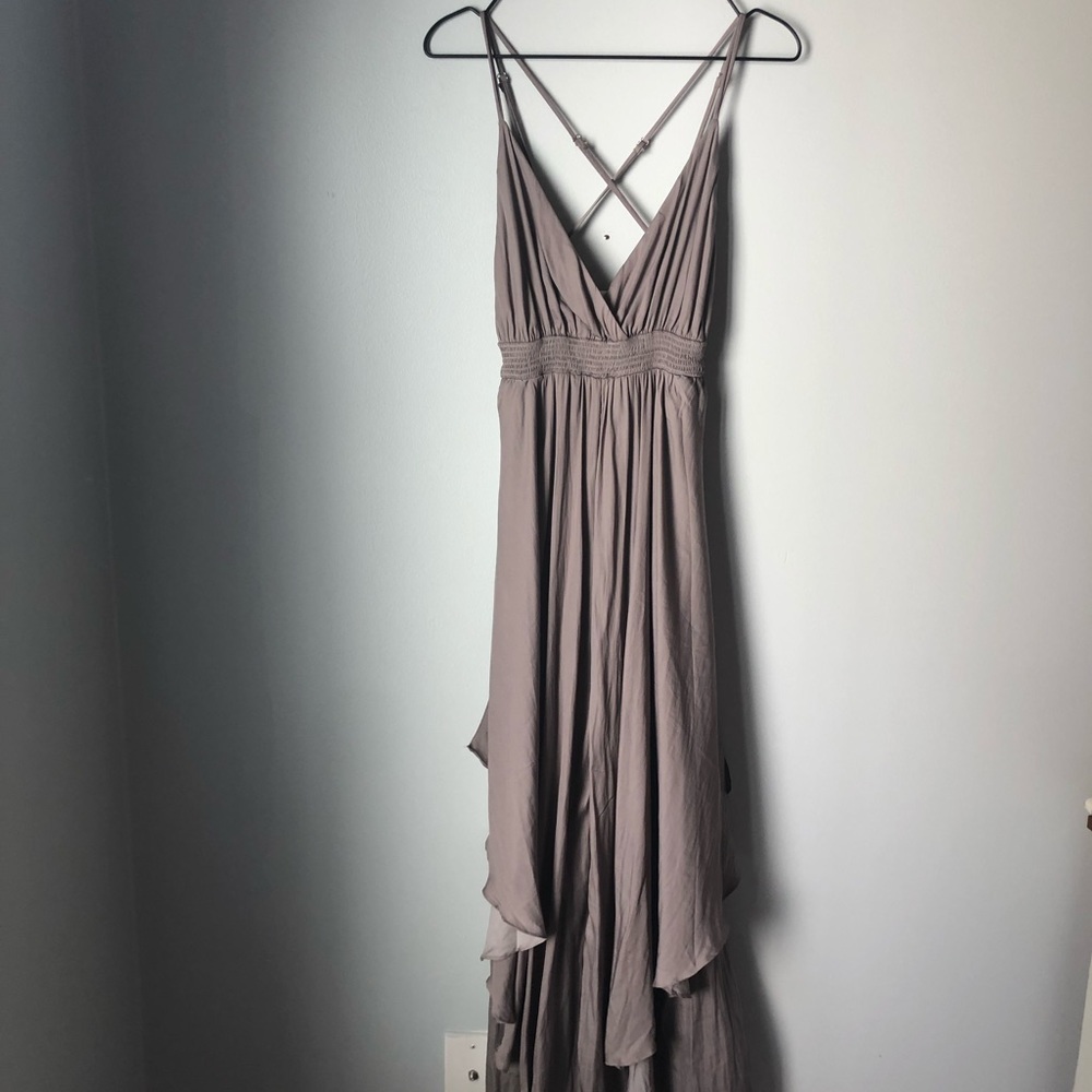 Satin Griege Maxi Dress